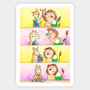 Llama VS Lion Easter Comic 1 Sticker